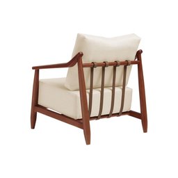 Kit 2 Poltronas Decorativas Vita Estofada Linho Off White - Imbuia - 3