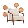 Kit 2 Poltronas Decorativas Vita Estofada Linho Off White - Imbuia - 4