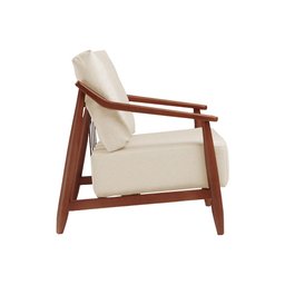 Kit 2 Poltronas Decorativas Vita Estofada Linho Off White - Imbuia - 5
