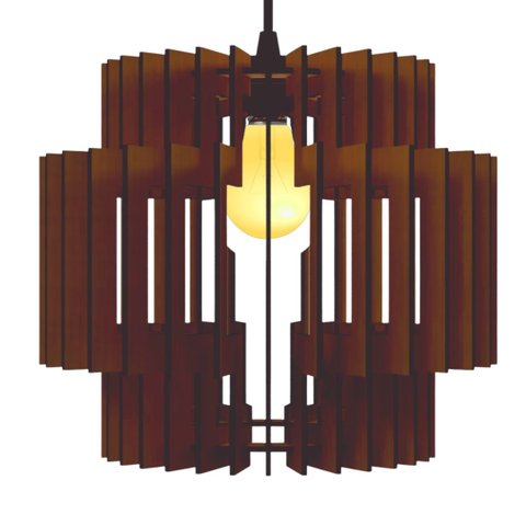 Luminária Teto tipo Pendente DALLAS MDF - Completa - Cor: Marrom