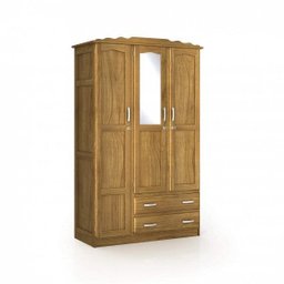 Guarda-Roupa Solteiro com Espelho 3 Portas 2 Gavetas Suíça Clássica Móveis Mpo - 1