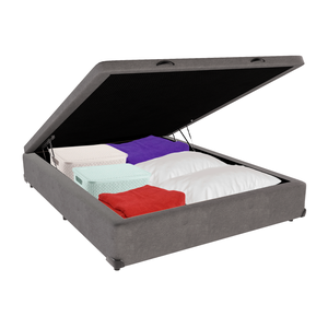 Cama Box Baú Viúvo Suede Cinza