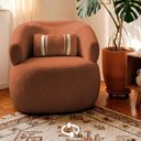 Ver imagem 1 de Poltrona Orgânica Giratória Chloe Decorativa com Almofada Plumante Bouclê Terracota - Arkell