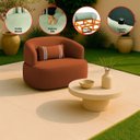 Ver imagem 3 de Poltrona Orgânica Giratória Chloe Decorativa com Almofada Plumante Bouclê Terracota - Arkell