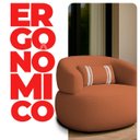 Ver imagem 2 de Poltrona Orgânica Giratória Chloe Decorativa com Almofada Plumante Bouclê Terracota - Arkell