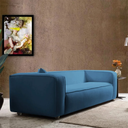 Ver imagem 4 de Sofá 3 Lugares 180cm Orgânico Luxo Recepção Cecília Linho Azul Royal - Incasa Decor