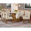 Ver imagem 1 de Conjunto Sala de Jantar Mesa Epic Retangular 200x90cm Nature / Off White com 8 Cadeiras Tauá Nature