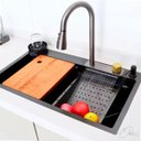 Ver imagem 3 de Cuba Gourmet Retangular com Acessórios e Torneira em Aço Inox Grafite 75x46x22cm