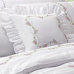 Cobre Leito Charme Percal 180 fios 6 peças Queen - Branco - 2