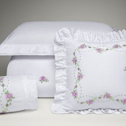 Cobre Leito Charme Percal 180 fios 6 peças Queen - Branco - 3