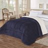 Coberdrom Noruega Sherpa + Manta Flannel 1pç Queen - Azul - 1