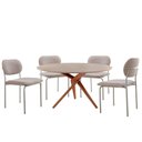 Ver imagem 2 de Sala de Jantar Mesa Ballare com 4 Cadeiras Moderna Mobilia Brisa/imbuia/off/prata