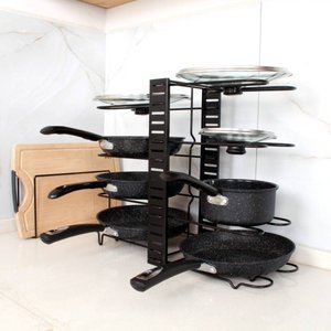 Organizador de Panelas Ajustável Metal Preto/branco Cozinha