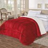 Coberdrom Noruega Sherpa + Manta Flannel 1pç Queen - Vermelho - 1