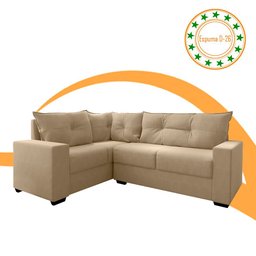 Estofado Sofá de Canto 5 Lugares Veneza com Espuma D-26 e Estrutura de Eucalipto - Bege - 4