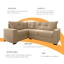 Ver imagem 4 de Estofado Sofá de Canto 5 Lugares Veneza com Espuma D-26 e Estrutura de Eucalipto - Bege