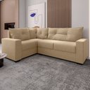 Ver imagem 1 de Estofado Sofá de Canto 5 Lugares Veneza com Espuma D-26 e Estrutura de Eucalipto - Bege