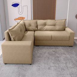 Estofado Sofá de Canto 5 Lugares Veneza com Espuma D-26 e Estrutura de Eucalipto - Bege - 6