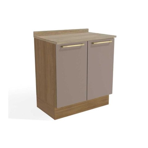 Balcão Cozinha P/ Cooktop C/ Tampo Botanic M623 C/ 2 Portas 80cm Nogueira/fendi/nogueira -