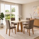 Ver imagem 1 de Conjunto Sala de Jantar Mesa Lisa 120cm Tampo de Vidro Canto Reto 4 Cadeiras Lily