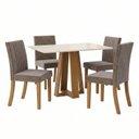 Ver imagem 3 de Conjunto Sala de Jantar Mesa Lisa 120cm Tampo de Vidro Canto Reto 4 Cadeiras Lily