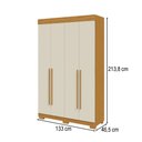 Ver imagem 4 de Guarda-Roupa Solteiro Agata 4 Portas 2 Gavetas Off White/Cinamomo - ACP Móveis