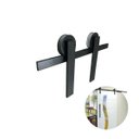 Ver imagem 1 de Kit Aparente Preto Fosco de Roldanas e Trilho para Porta de Correr Aereo - 2 Metros