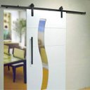 Ver imagem 4 de Kit Aparente Preto Fosco de Roldanas e Trilho para Porta de Correr Aereo - 2 Metros