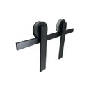 Ver imagem 2 de Kit Aparente Preto Fosco de Roldanas e Trilho para Porta de Correr Aereo - 2 Metros