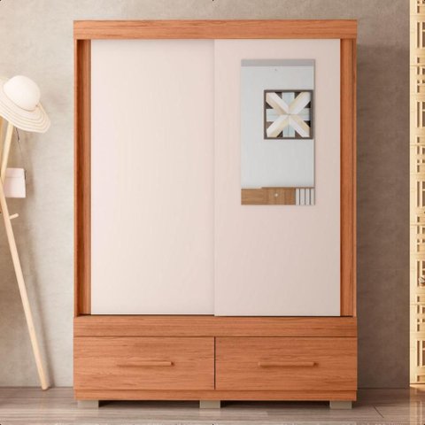 Guarda Roupa Mongi 2 Portas com Espelho Marrom Caemmun