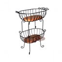 Ver imagem 1 de Fruteira Cozinha Madeira Dupla Ferro Preta 60 Cm