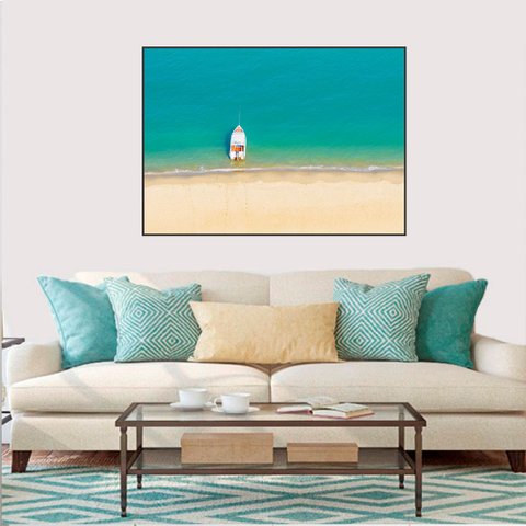 Quadro Canvas Barco na Praia 80x1,00