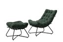 Ver imagem 2 de Poltrona Costela com Puff Eva Base Metal Preto - Veludo Verde