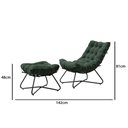Ver imagem 3 de Poltrona Costela com Puff Eva Base Metal Preto - Veludo Verde