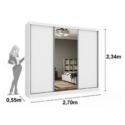 Guarda Roupa Casal com Espelho 3 Portas 6 Gavetas Milão Tcil Neve - 4
