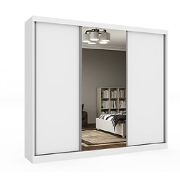 Guarda Roupa Casal com Espelho 3 Portas 6 Gavetas Milão Tcil Neve - 2