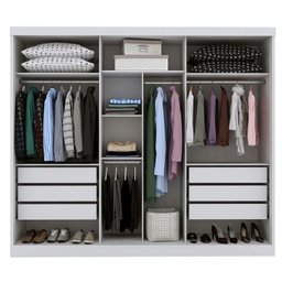 Guarda Roupa Casal com Espelho 3 Portas 6 Gavetas Milão Tcil Neve - 3