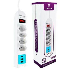 Filtro de Linha 4 Tomadas | 2 Usb e 1 Usb-c com 2m