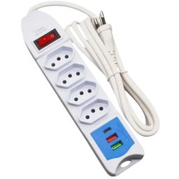 Filtro de Linha 4 Tomadas | 2 Usb e 1 Usb-c com 2m - 2