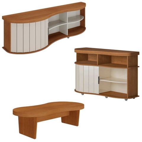 Rack Mesa Buffet Sala de Estar Mg4647 Cinamomo Off White Arly