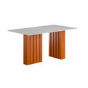 Ver imagem 1 de Mesa Sala Jantar Santiago 160x90 Cm com Tampo de Vidro Cinamomo/branco