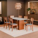 Ver imagem 2 de Mesa Sala Jantar Santiago 160x90 Cm com Tampo de Vidro Cinamomo/branco