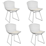 Kit 4 Cadeiras Bertoia Cromada Assento Branco - 1