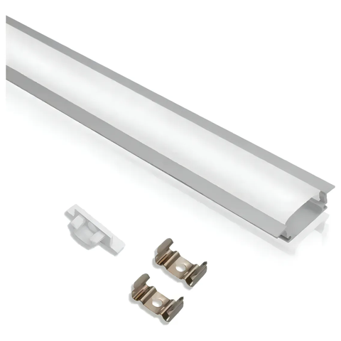Kit 10 Perfil Embutir 30x20mm para Fita Led 2m Alumínio - Preto