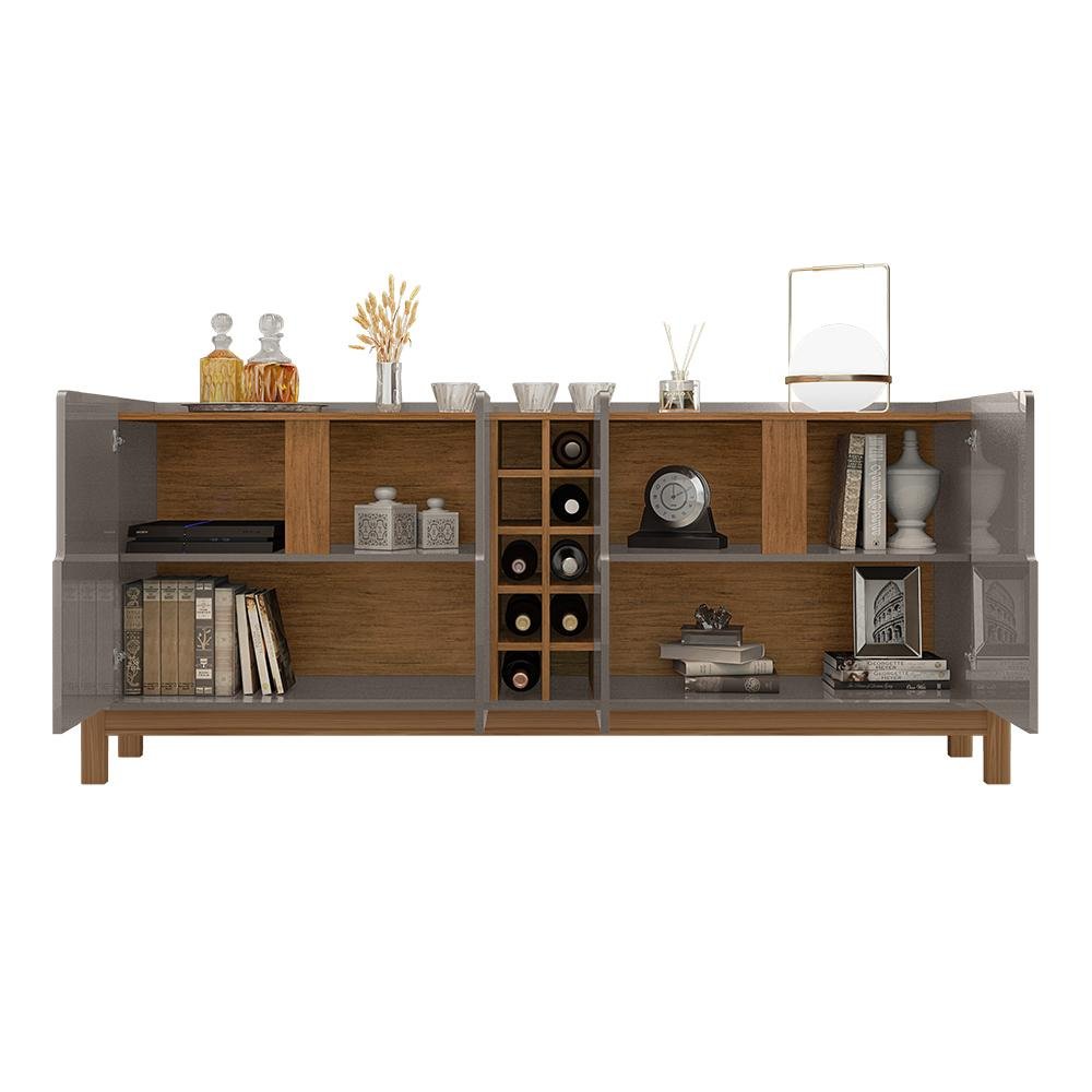 Buffet 190cm 4 Portas com Adega Lizz Casa D Cinza Perola/cedro - 3