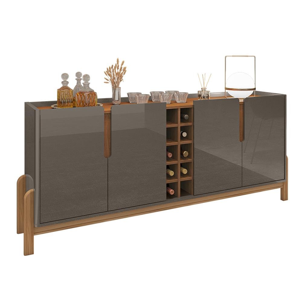 Buffet 190cm 4 Portas com Adega Lizz Casa D Cinza Perola/cedro - 11