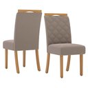 Ver mais imagens de Conjunto Mesa de Jantar Lins com Vidro e 6 Cadeiras Bella Henn - Nature/off White/marrom Amêndoa