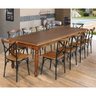 Conjunto Jantar Mesa Leonora Madeira Maciça 294x100 com 10 Cadeiras Paris Base Alumínio - Castanho - 1