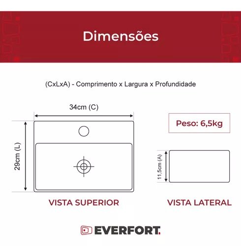 Cuba Louça Apoio Mesa Cc1001-1 Retangular 34x29x11,5cm Preto - 3