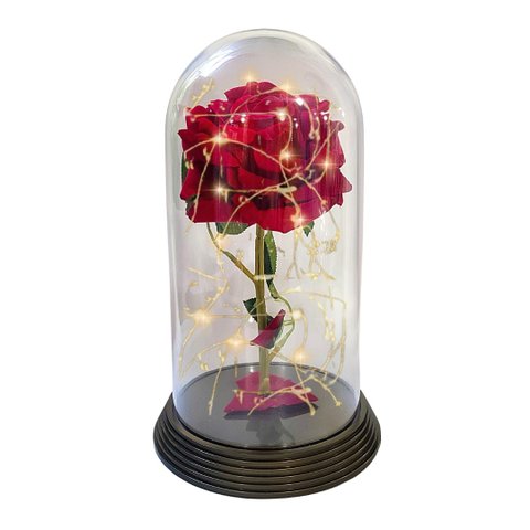 Luminária a Rosa Encantada Vermelha 28 Cm